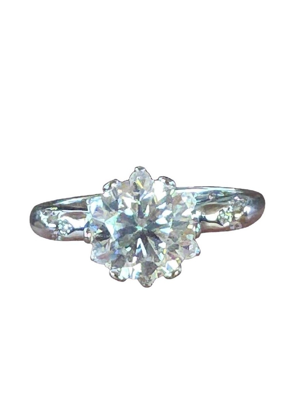 Sparkling White Floral-Cut CZ Silver Ring